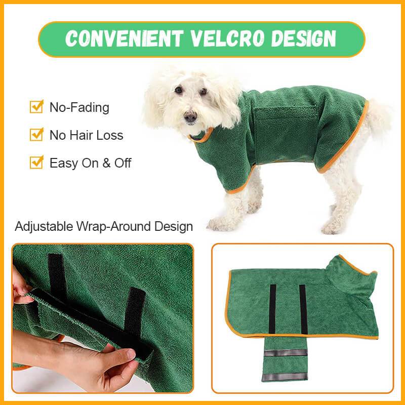 Albornoz de microfibra absorbente para mascotas con cintura ajustable