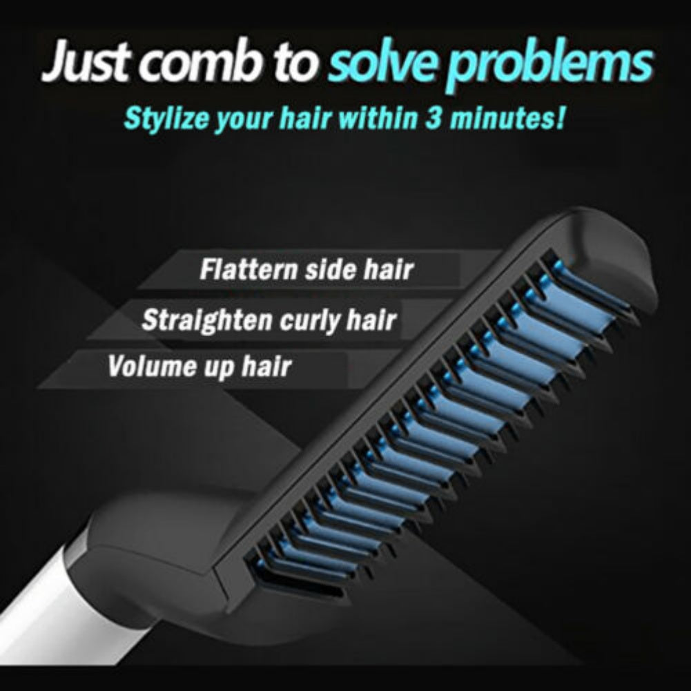 Elektrische Haarglättbürste,Schnelle Bartglättungsbürste für Herren,Haarglättung,Lockenhaarglättungskamm,Entwirren von Seitenhaar,Multifunktionaler Haarkräusler