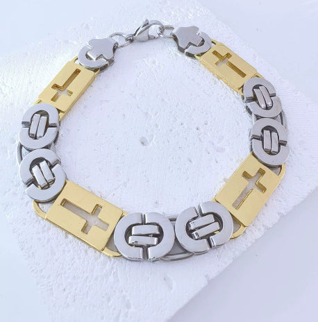 Stainless Steel Cross-link Flat-link Chain Handcrafted Chain Bracelet Necklace, And Accessory