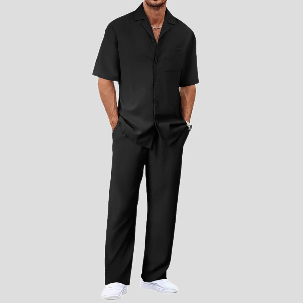 Fashionable Casual Loose Lapel Short-Sleeve Suit