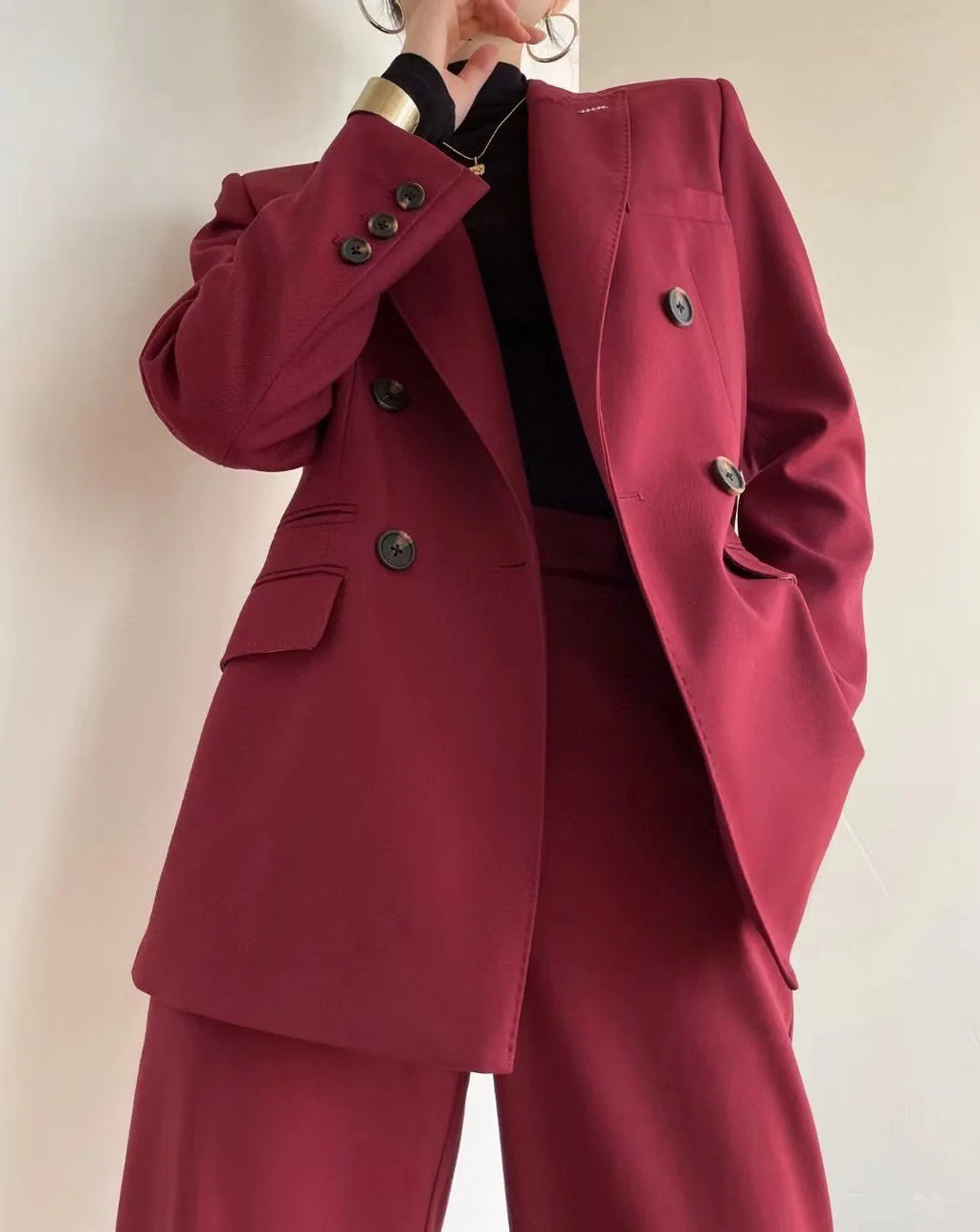 Classic elegant women's wool business style trouser suit