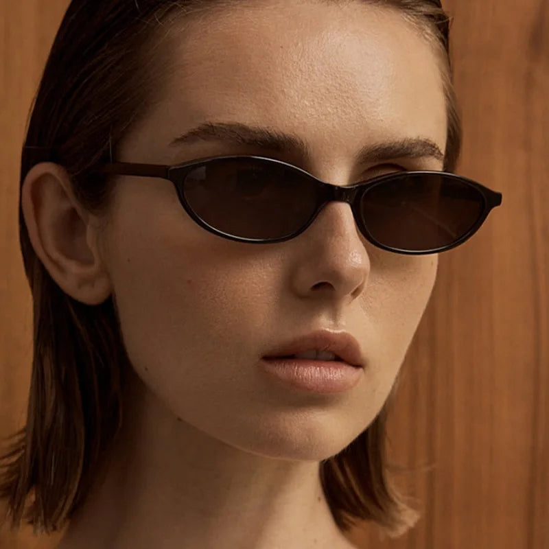 Sexy Small Oval Women's Sunglasses 2024 New Fashion Black Brown Sun Glasses Ladies Shades Trends Summer Unique Eyewear Men