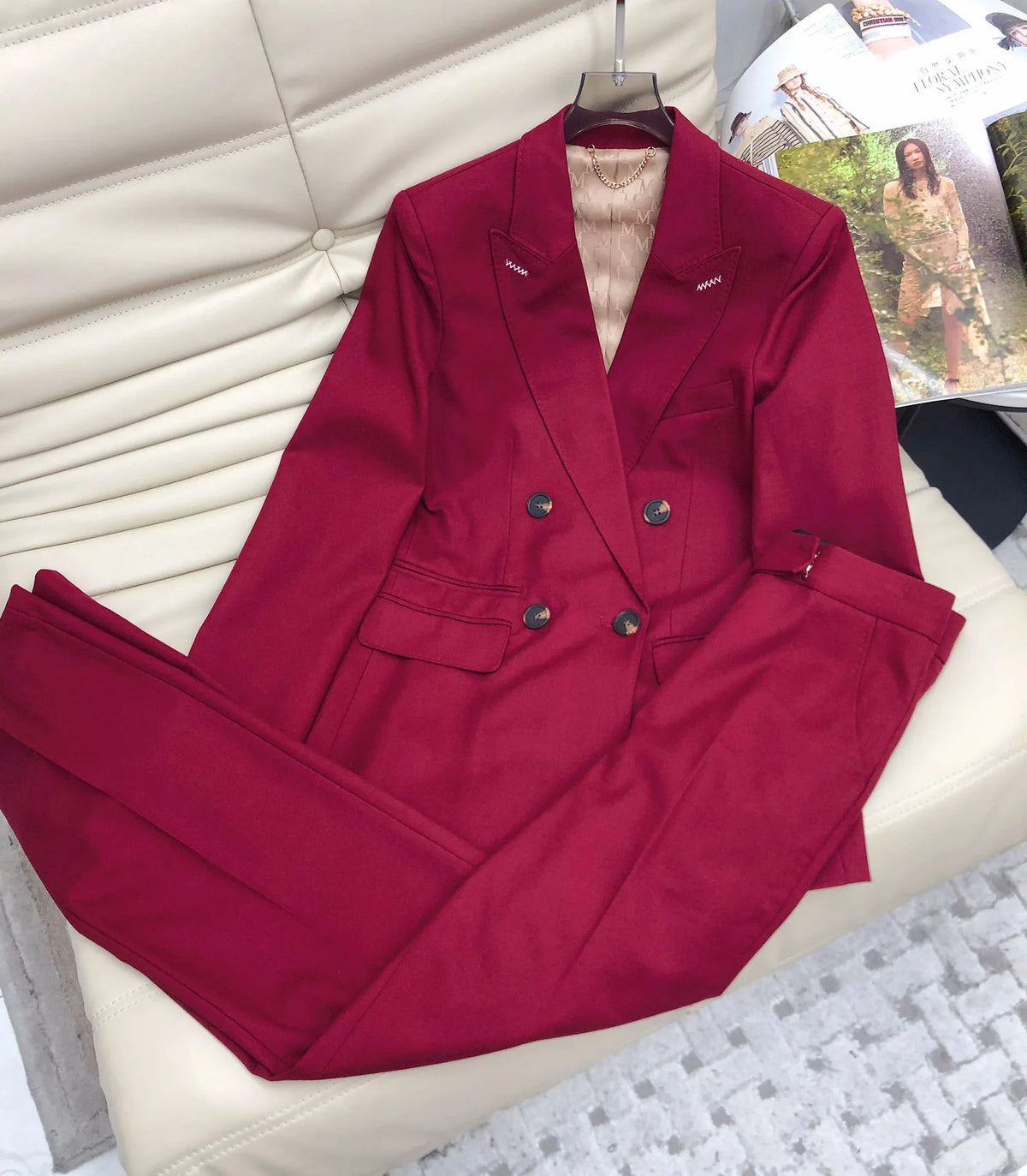Classic elegant women's wool business style trouser suit