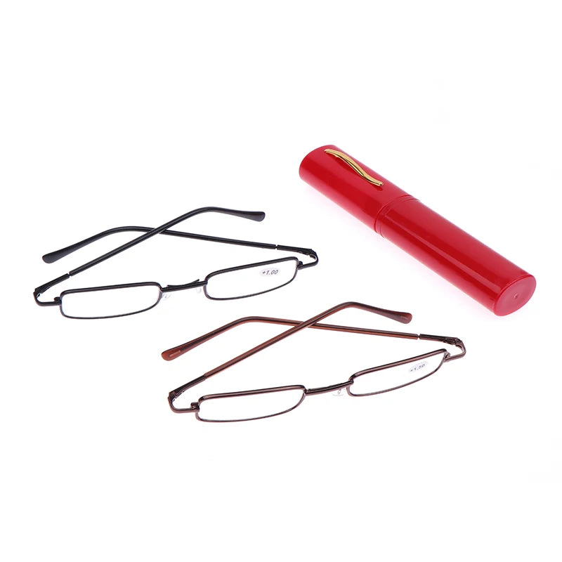 Stick On Phone Mini Clip Nose Bridge Reading Glasses Ultra Thin Reading Glasses 100-350 Portable Presbyopic Glasses With Case