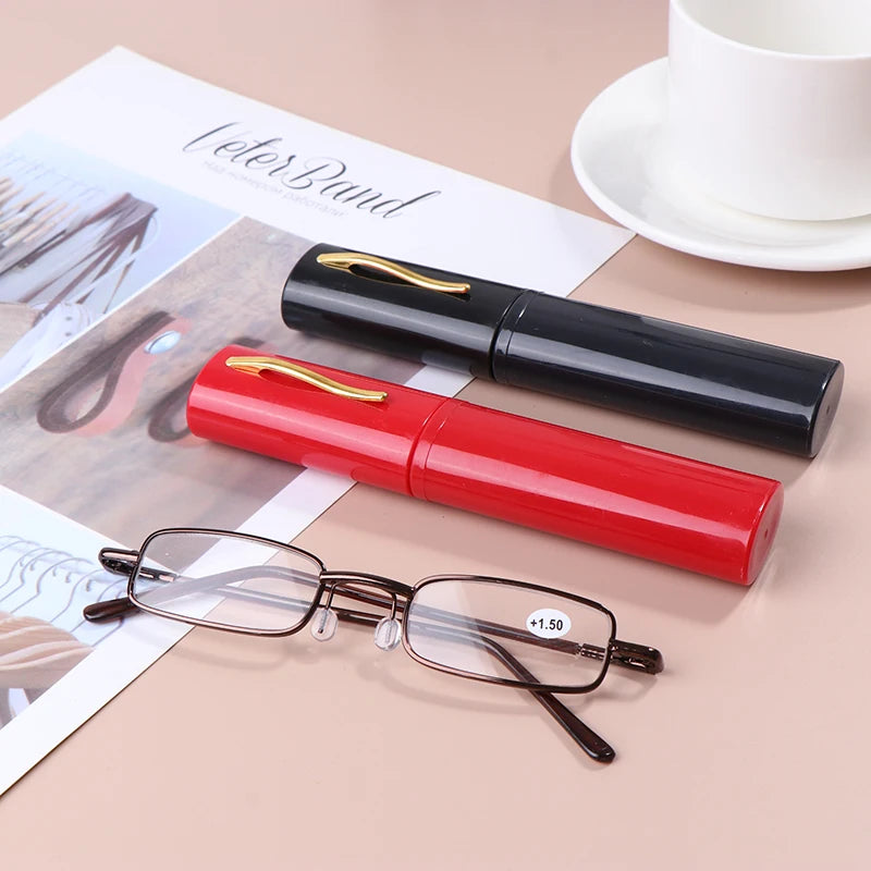 Stick On Phone Mini Clip Nose Bridge Reading Glasses Ultra Thin Reading Glasses 100-350 Portable Presbyopic Glasses With Case