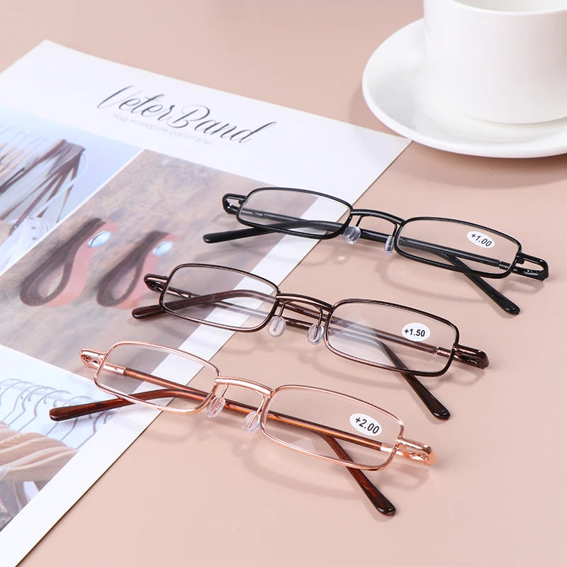 Stick On Phone Mini Clip Nose Bridge Reading Glasses Ultra Thin Reading Glasses 100-350 Portable Presbyopic Glasses With Case