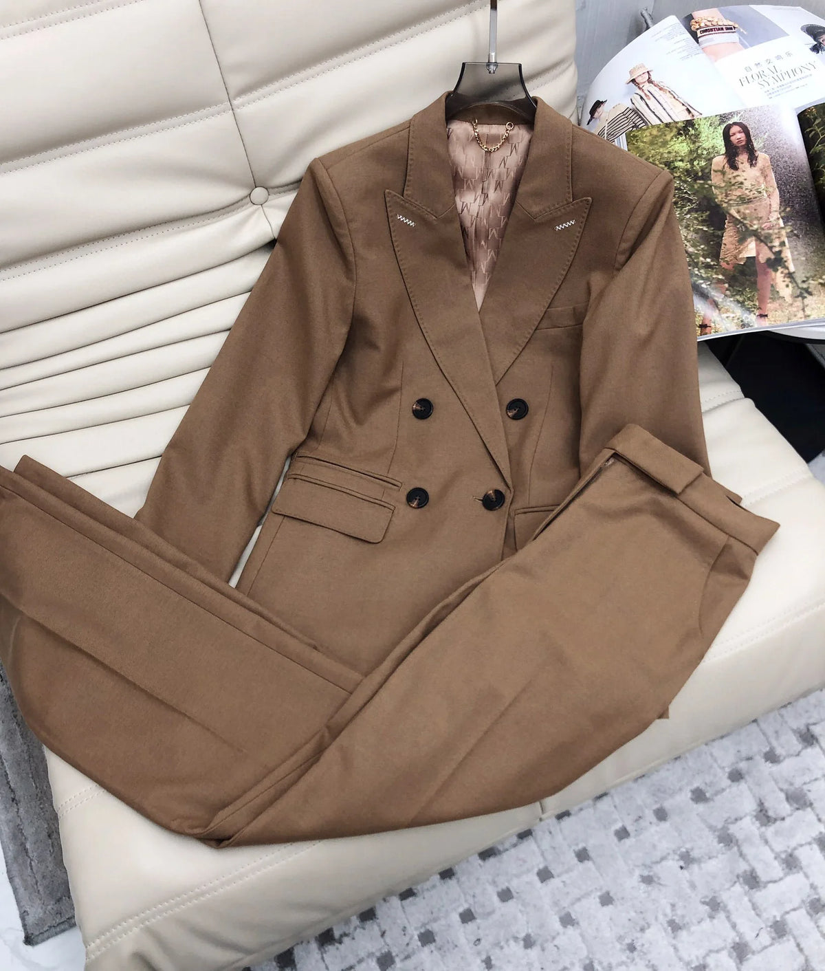 Classic elegant women's wool business style trouser suit
