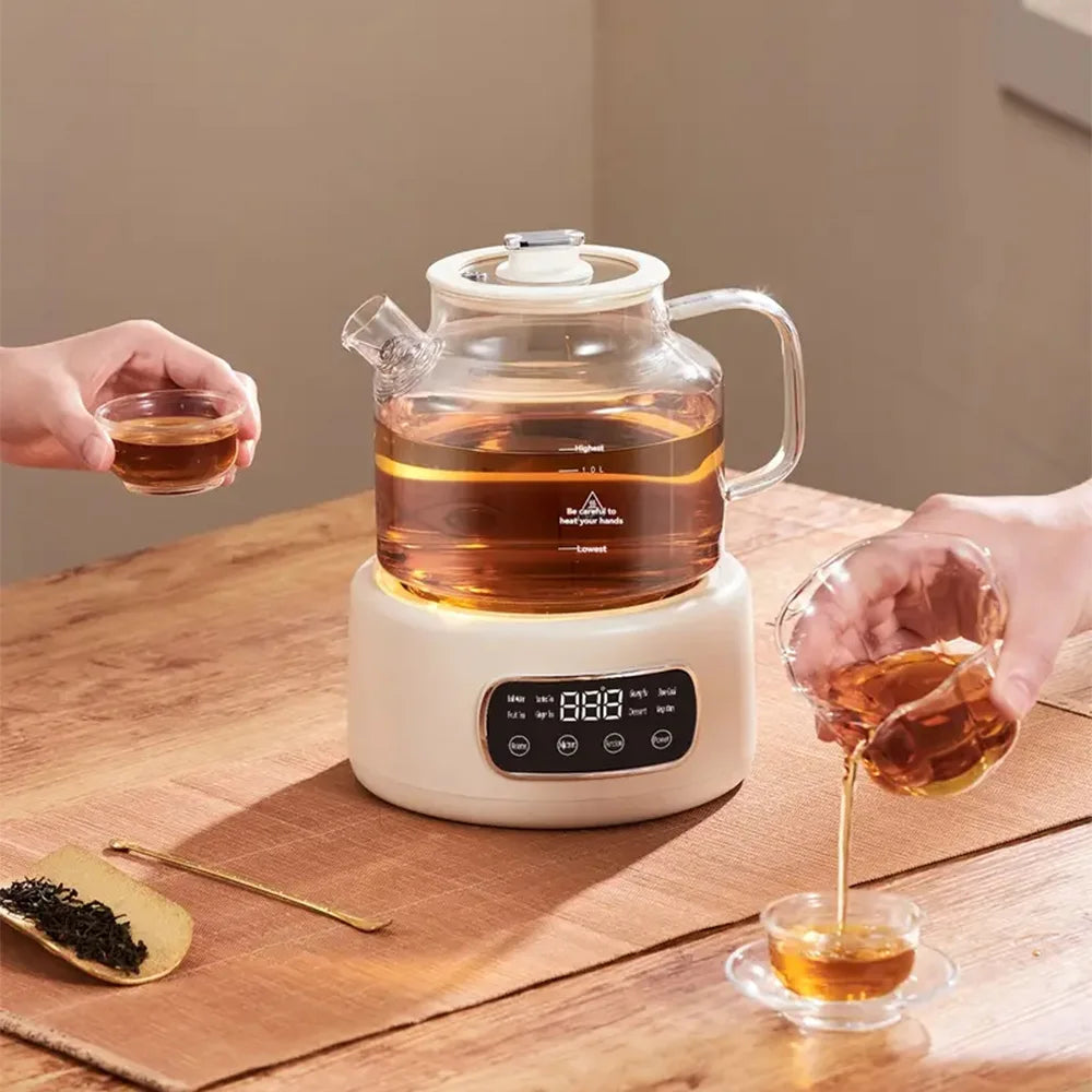 1.2L Health Household Electric Kettle Fast Boiling Temperature Adjustable Full Glass Body Teapot for Herbal Tea Home Office Use