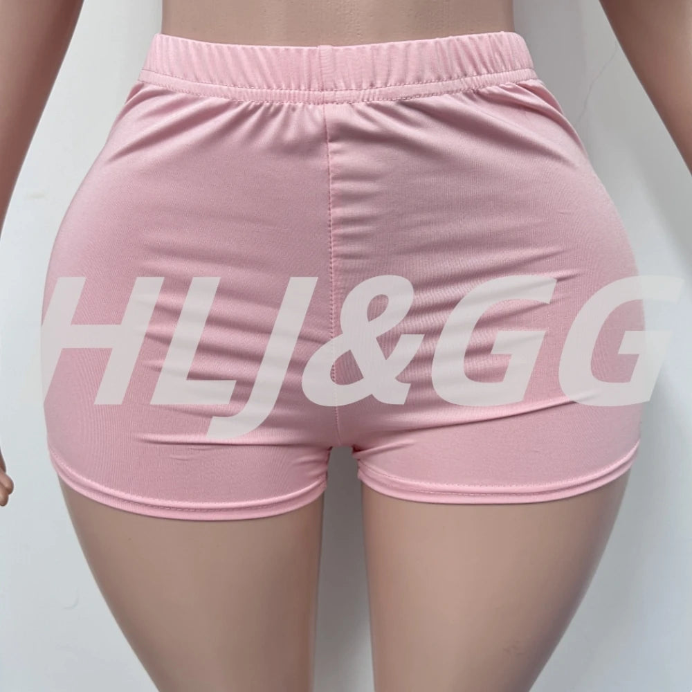 HLJ&GG Fashion Y2K Fur Hollow Out Streetwear Women Sleeveless Slim Crop Top And Shorts Outfits Female Trend 2pcs Outfits 2025