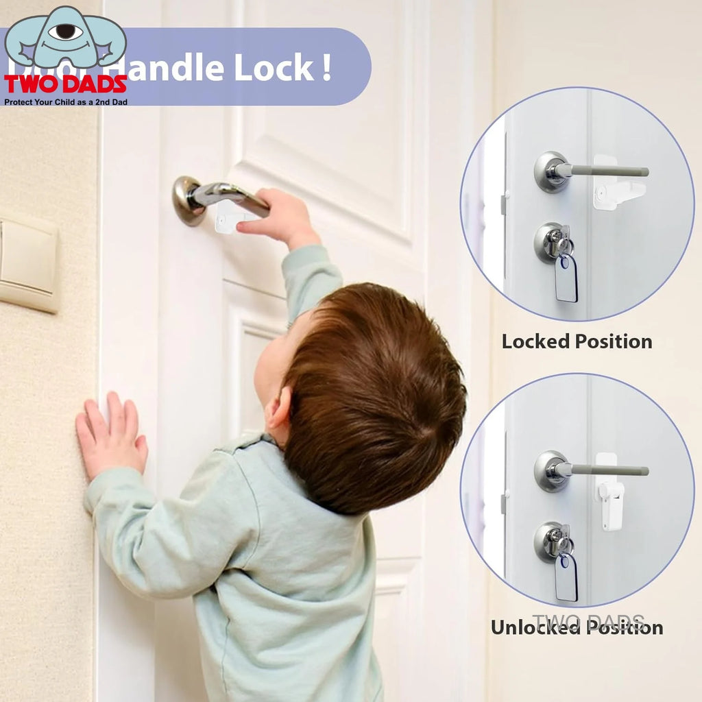 2pcs Plastic Door Rod Lock Universal Anti Opening Handle Child and Baby Safety Lock No Drilling Multifunctional Hidden Button