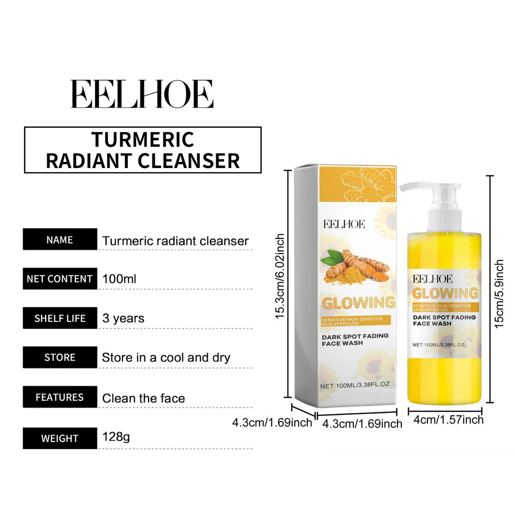 EELHOE Turmeric Face Cleansing for Firmming Skin Refine Pores Nourishing Repair Skin Face Blemishes Removal Face Cleanser 100ml
