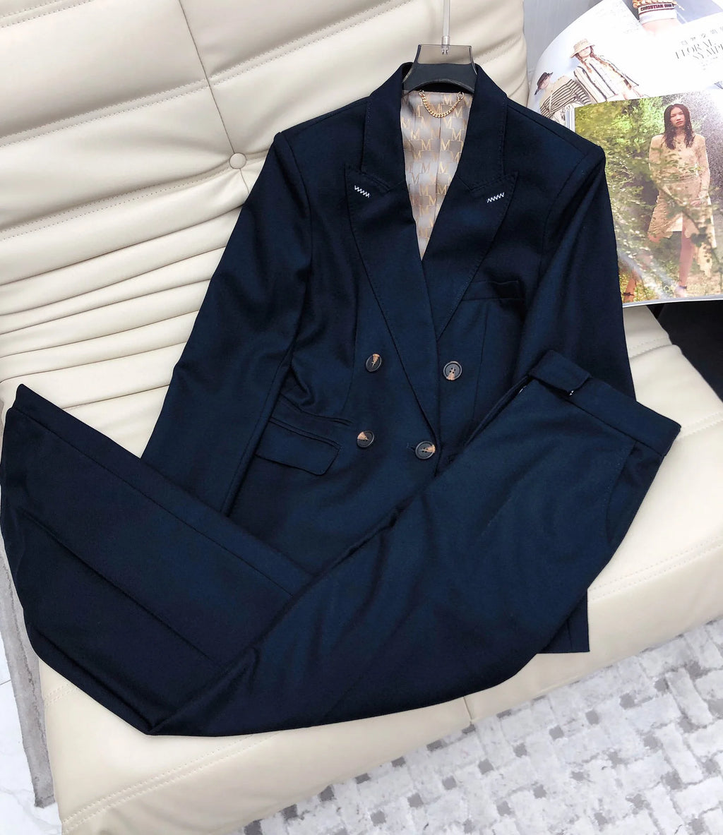Classic elegant women's wool business style trouser suit