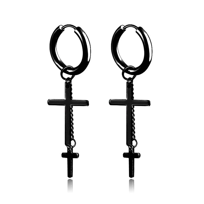 Black Punk Stainless Surgical Steel Stud Earrings For Men Women Small Vintage Hip Hop Ear Jewelry Accessories Earrings Wholesale