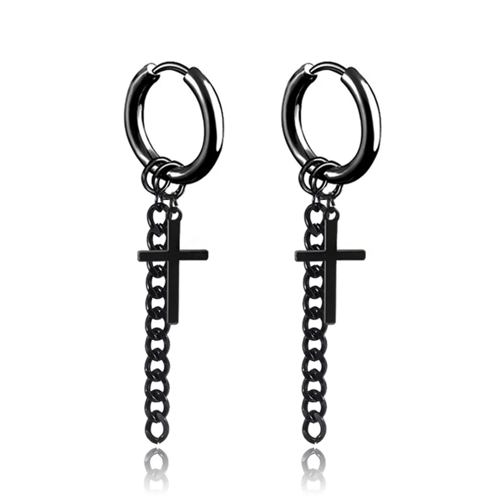 Black Punk Stainless Surgical Steel Stud Earrings For Men Women Small Vintage Hip Hop Ear Jewelry Accessories Earrings Wholesale