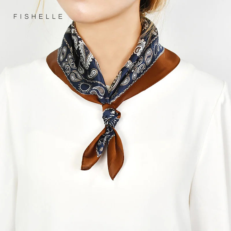 Fashion summer women silk scarves pure silk female warp printed cashew bandana headscarf foulard hijab scarf ladies gift