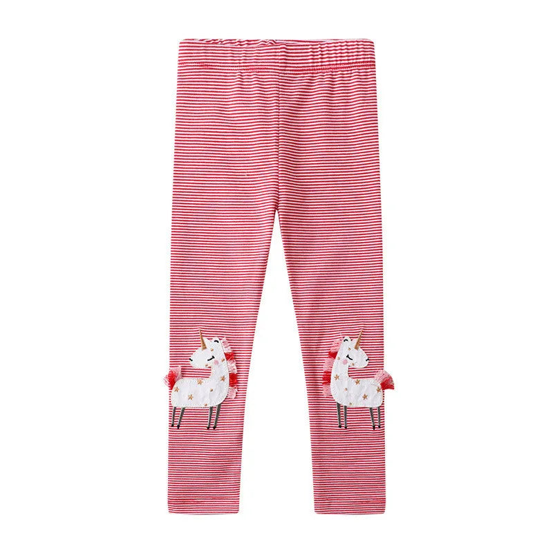 Jumping Meters New Baby Leggings Pants Blue Stripe Bee Flowers Embroidery Fashion Girls Skinny Pants Hot Selling Leggings Girl