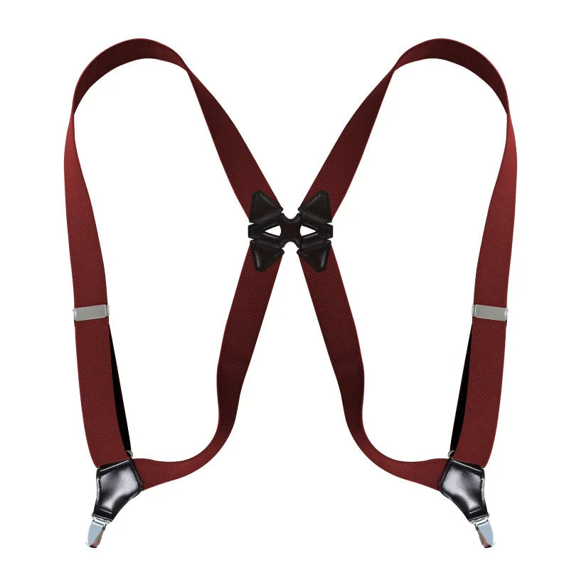 Hip-Clip Suspenders for Men Heavy Duty Big Tall 3.5cm 2 Clips Adjustable Elastic Trouser Braces Strap Belt Gifts for Dad Husband