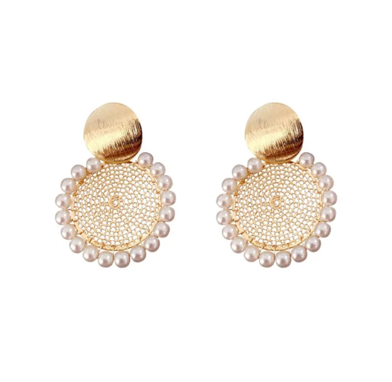 XIYANIKE Geometric Round Pearl Earrings Temperament Online Celebrity Earrings Personality Design Earrings New 2021