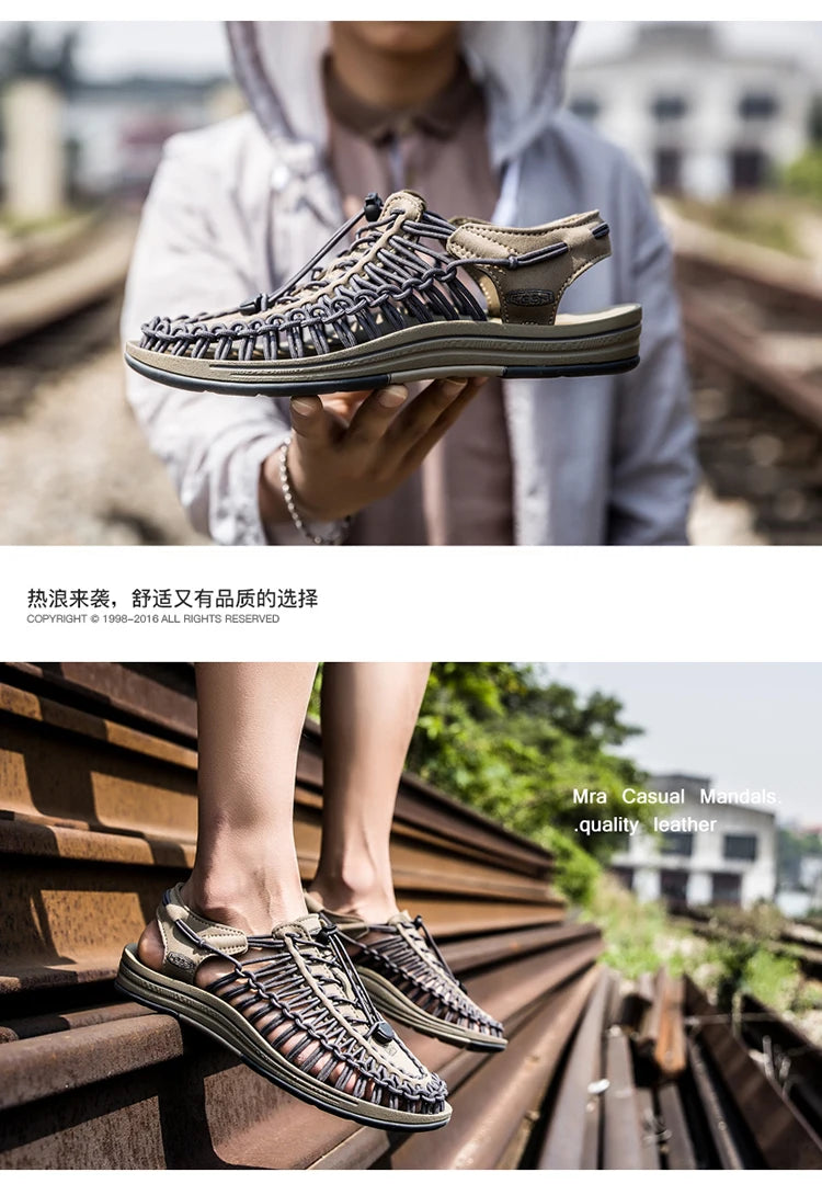 Men's Shoes High-quality Hand-woven Shoes Pull-on Outdoor Sandals Summer Soft Non-slip Gladiator Hiking Beach Platform Sandals