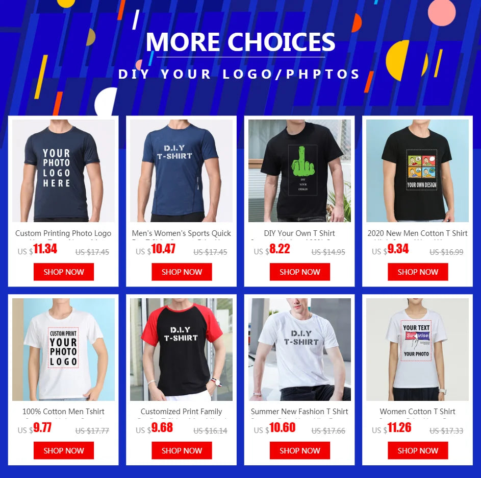 Design Your Own Custom T-shirt !00% Cotton White Men Women Tops Tees Add Print Personalized Photo Logo Family Breathable Tshirt