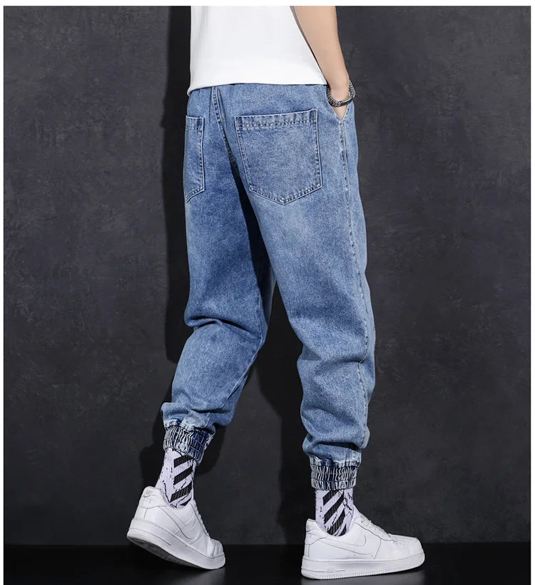 New Streetwear Hip Hop Cargo 2022 Pants Mens Jeans Elastic Waist Harem Pants Men Joggers Jeans Autumn and Spring Men Trousers