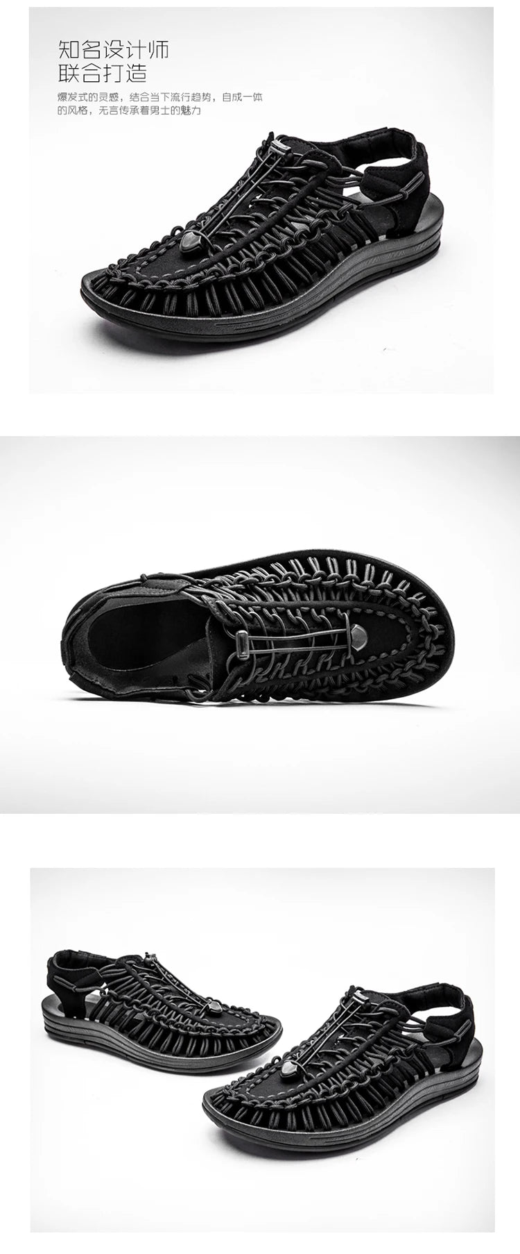 Men's Shoes High-quality Hand-woven Shoes Pull-on Outdoor Sandals Summer Soft Non-slip Gladiator Hiking Beach Platform Sandals