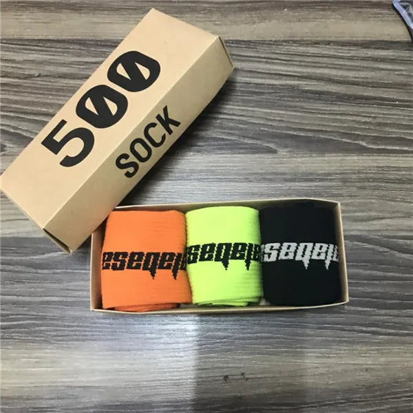 3 Pairs/Box Socks Men Crew Male Street Kanye West Hip Hop Match Basketball Fuzzy Socks Men Women Fashion Socks Gifts for Men