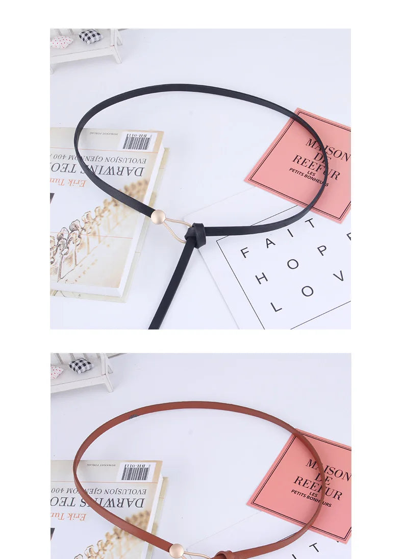 New Fashion Leather Women Belt Designer Metal Buckle Waist Strap All-match Lady Dress Coat Sweater Decorative Knotted Waistband
