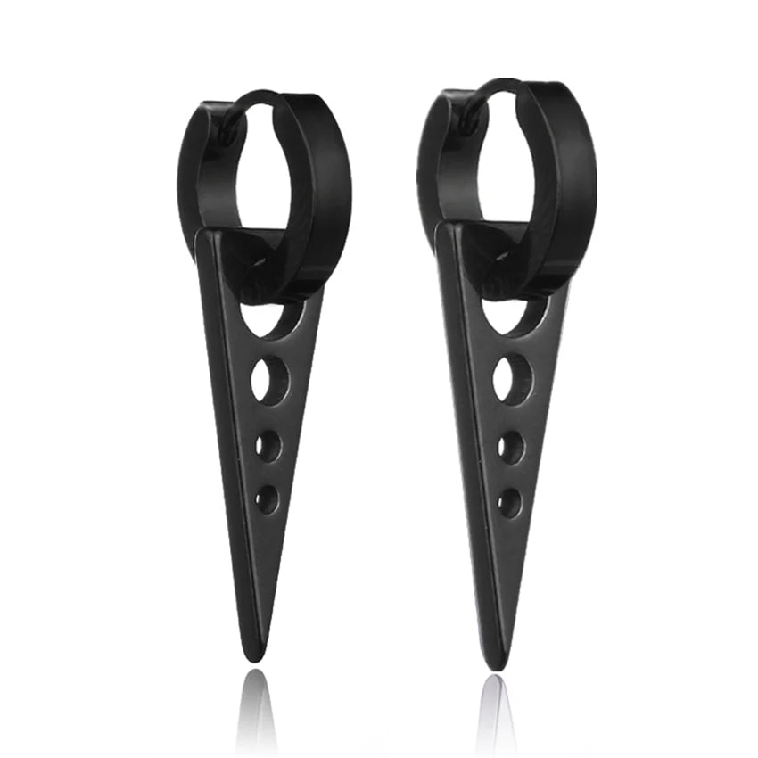 Black Punk Stainless Surgical Steel Stud Earrings For Men Women Small Vintage Hip Hop Ear Jewelry Accessories Earrings Wholesale