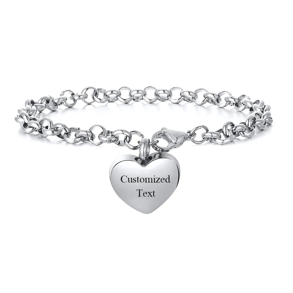 Pulsera de urna de cenizas de acero inoxidable, pulsera de urna funeraria para cenizas