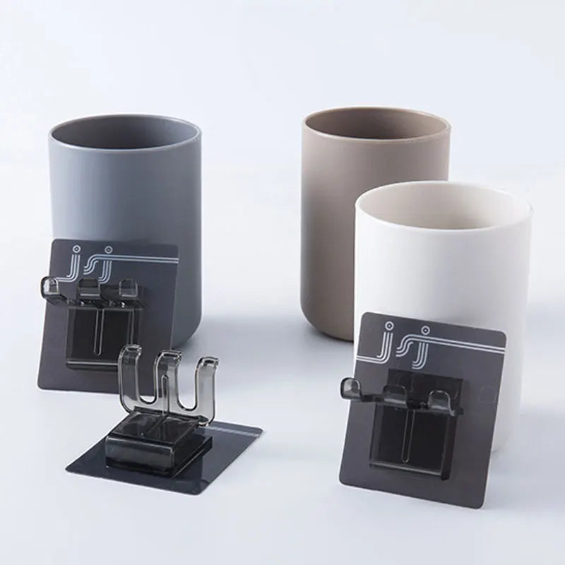 Plastic Toothbrush Holder Sticker Bracket On Wall With 300ml Mouthwash Gargle Cup Home Storage Bathroom Accessories Organizer