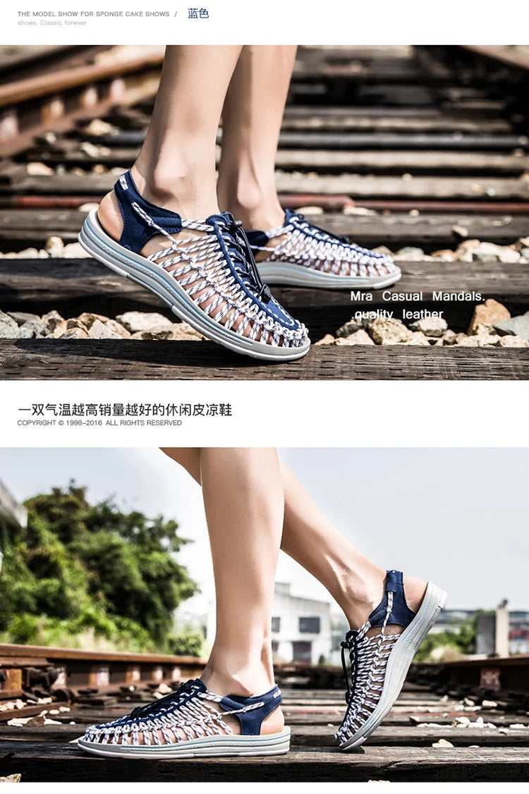 Men's Shoes High-quality Hand-woven Shoes Pull-on Outdoor Sandals Summer Soft Non-slip Gladiator Hiking Beach Platform Sandals