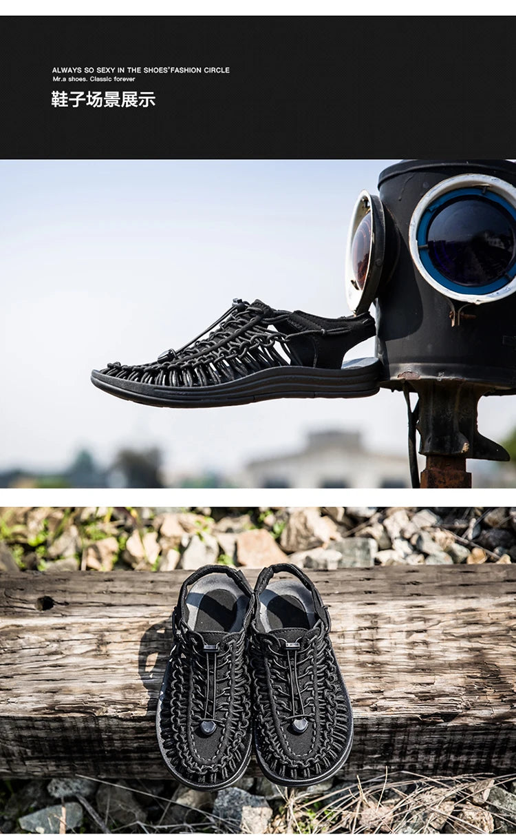Men's Shoes High-quality Hand-woven Shoes Pull-on Outdoor Sandals Summer Soft Non-slip Gladiator Hiking Beach Platform Sandals