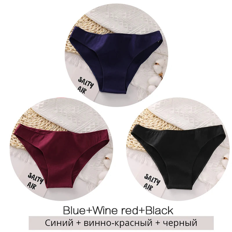 3PCS/Set Cotton Underwear Women M-2XL Comfortable Panties Ladies Plus Size Underpants Solid Color Briefs Female Lingerie
