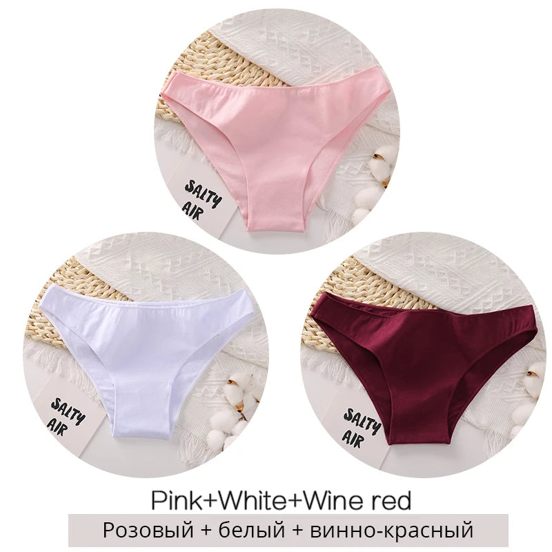 3PCS/Set Cotton Underwear Women M-2XL Comfortable Panties Ladies Plus Size Underpants Solid Color Briefs Female Lingerie