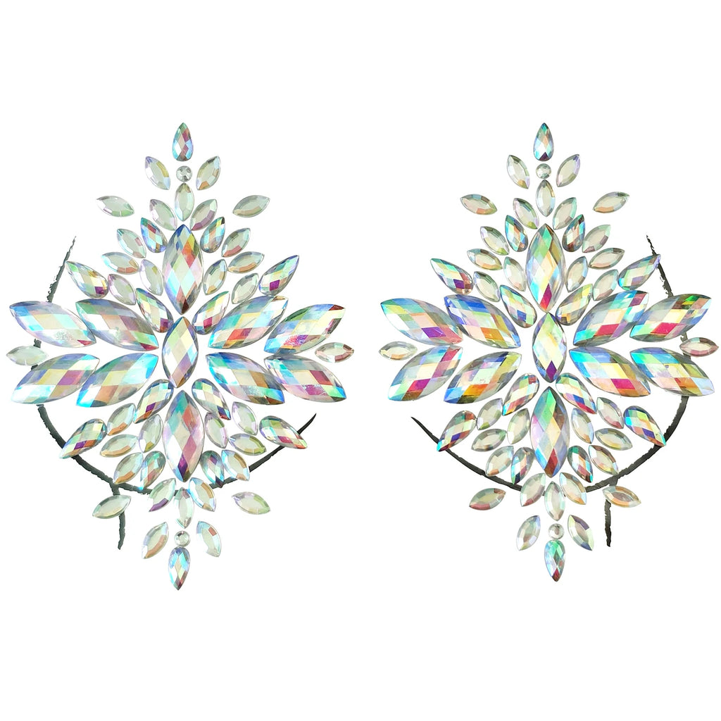 Body Jewelry Sticker Mardi Gras Crystal chest Sticker Rhinestone Body Sticker Temporary Tattoos for Women Music Rave Party