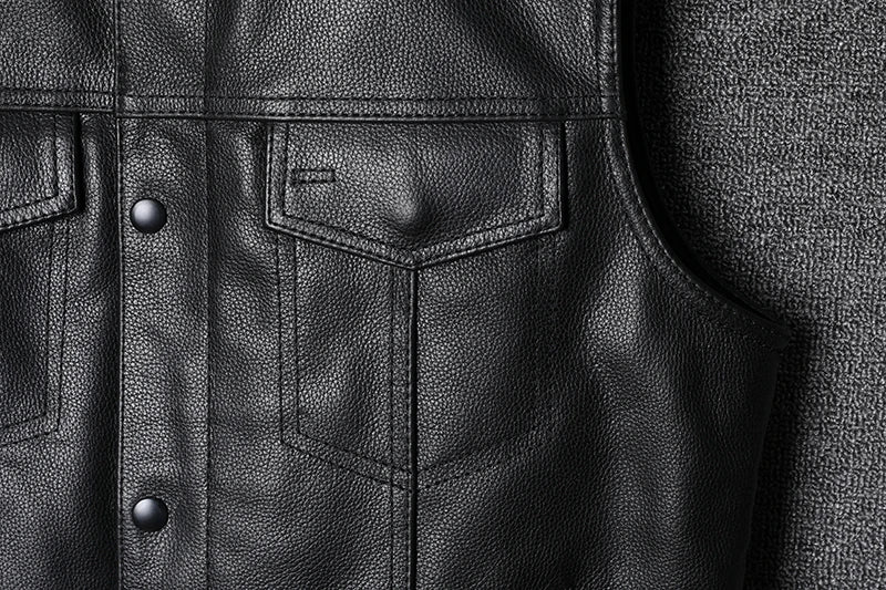 Sons of Anarchy Classical Motorcycle Biker Leather Vest Men Genuine Leather Sleeveless Jackets  REAL Cowhide Motorcade Vest 6XL
