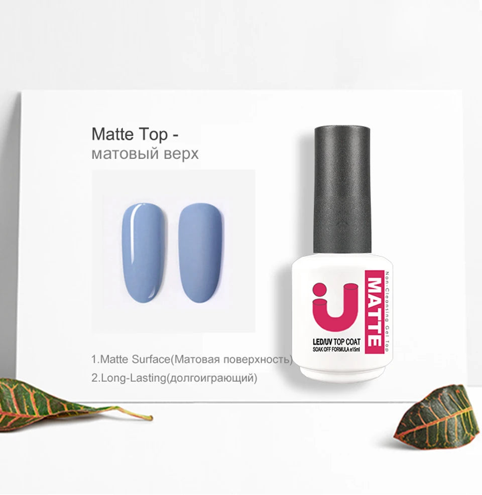 Rubber Base and Top Coat Gel Nail Polish uv 15ml Semi Permanent Base for Gel Varnish Manicure Matte Top Coats Nail Primer Gellac