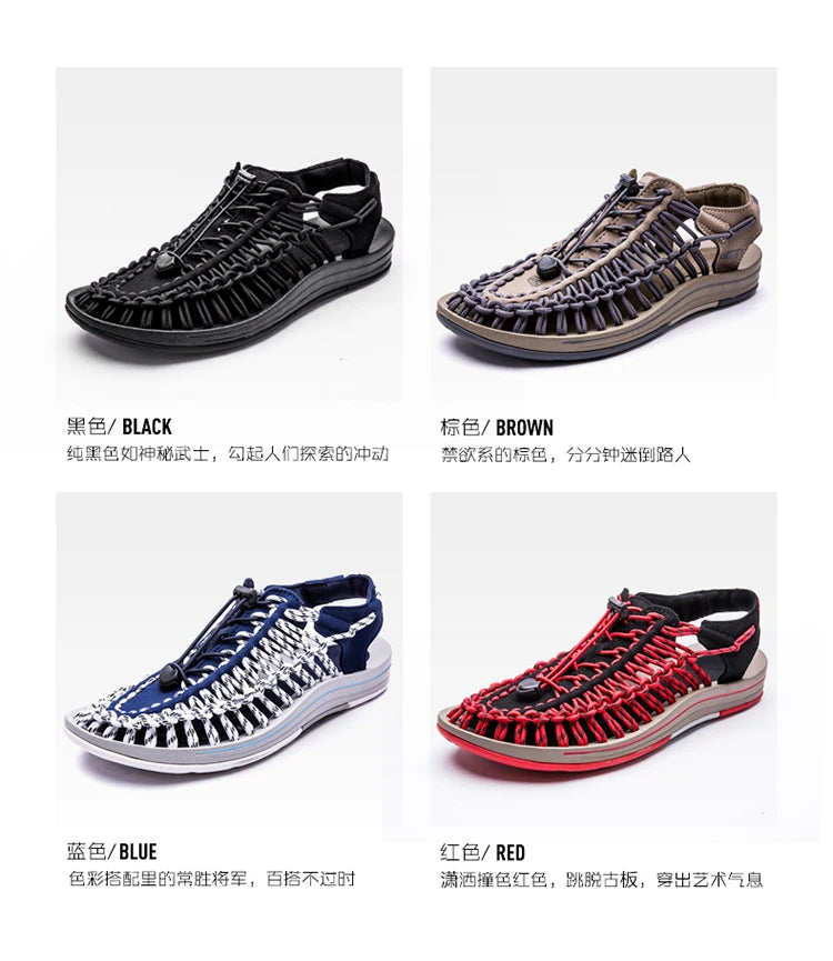 Men's Shoes High-quality Hand-woven Shoes Pull-on Outdoor Sandals Summer Soft Non-slip Gladiator Hiking Beach Platform Sandals
