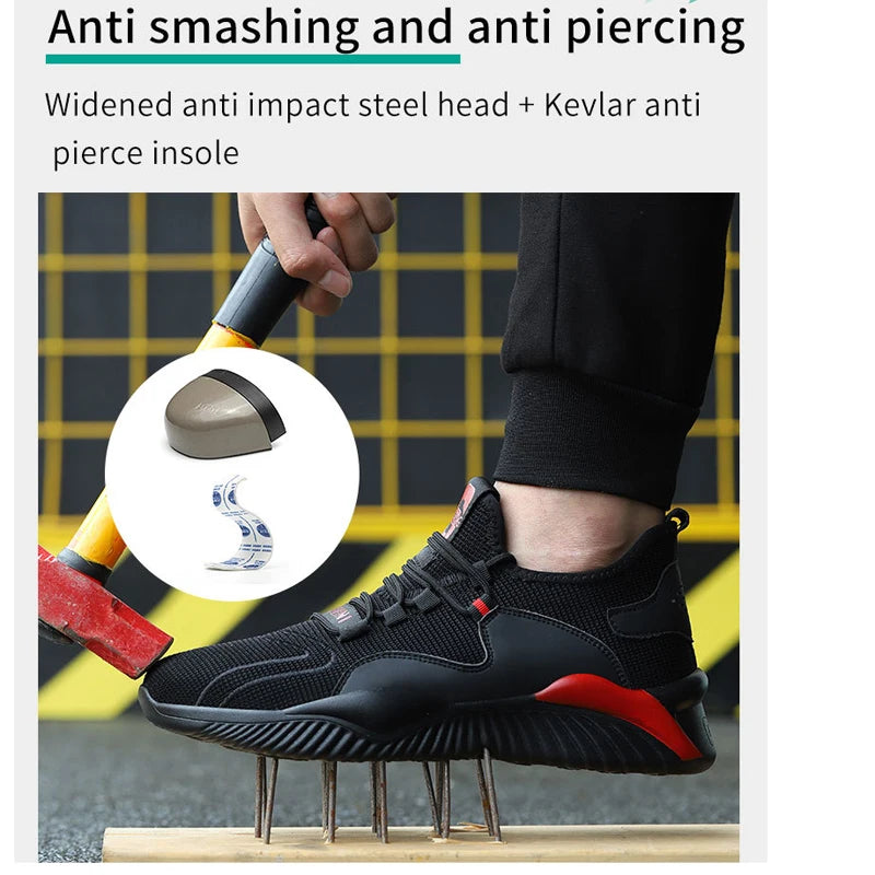Drop Shipping 2020 Men's Steel Toe Cap Protective Work Shoes Outdoor Anti Smashing Shoes Men Puncture Proof Safety Sneakers