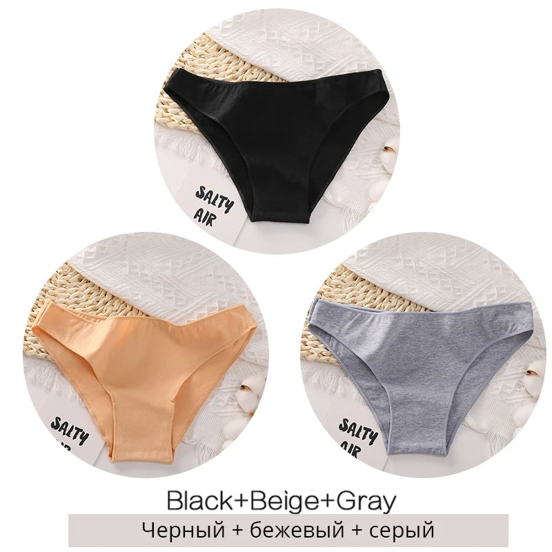 3PCS/Set Cotton Underwear Women M-2XL Comfortable Panties Ladies Plus Size Underpants Solid Color Briefs Female Lingerie