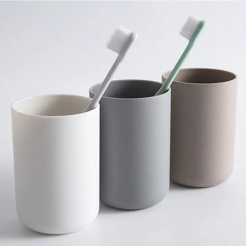 Plastic Toothbrush Holder Sticker Bracket On Wall With 300ml Mouthwash Gargle Cup Home Storage Bathroom Accessories Organizer