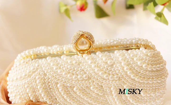 Pearl Clutch Bags Women Purse Ladies white Hand Bags Evening Bags for Party Wedding black Shoulder Bag Bolsa Feminina