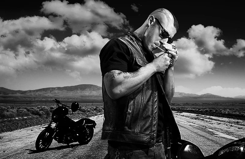 Sons of Anarchy Classical Motorcycle Biker Leather Vest Men Genuine Leather Sleeveless Jackets  REAL Cowhide Motorcade Vest 6XL