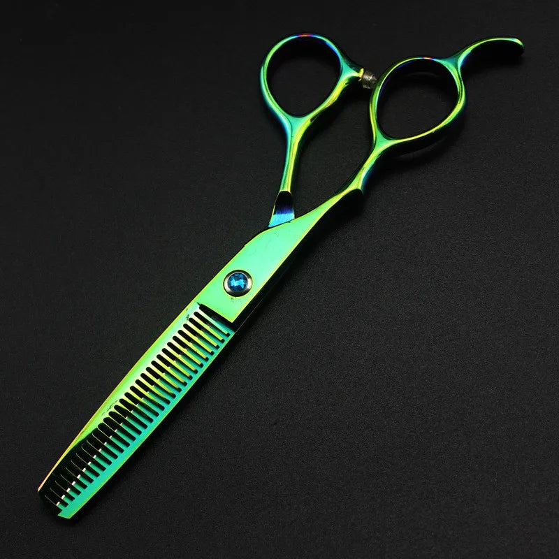 professional Japan 440c left handed 6 '' green hair scissors haircut thinning barber makas cutting shears hairdresser scissors