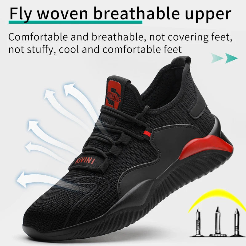 Drop Shipping 2020 Men's Steel Toe Cap Protective Work Shoes Outdoor Anti Smashing Shoes Men Puncture Proof Safety Sneakers