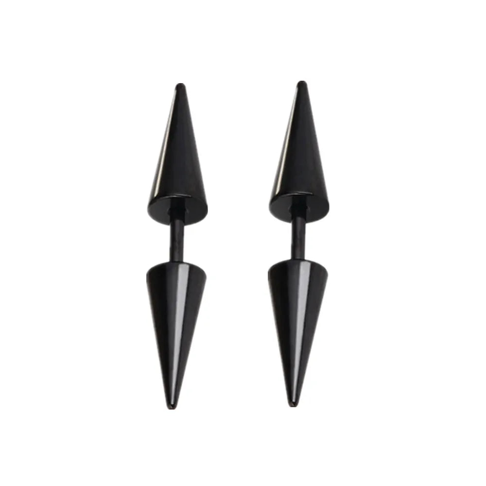 Black Punk Stainless Surgical Steel Stud Earrings For Men Women Small Vintage Hip Hop Ear Jewelry Accessories Earrings Wholesale