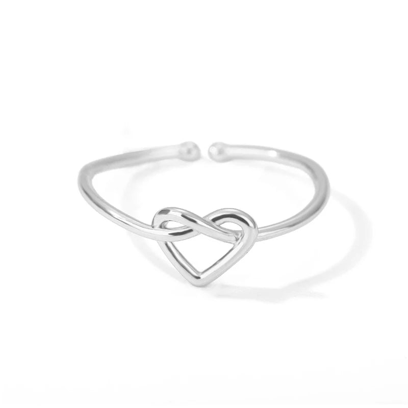 Stainless Steel Heart Rings For Women Lover Gold Color Open Female Ring Fashion Engagement Wedding Party Finger Jewelry Gift