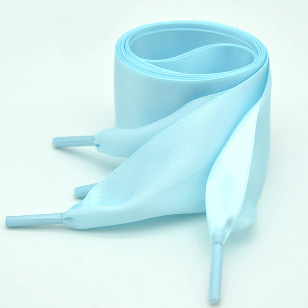 1Pair 4cm Width 90CM Flat  Satin Silk Ribbon Shoelaces Polyester Shoe Laces Sneaker Sport Shoes Lace Strings