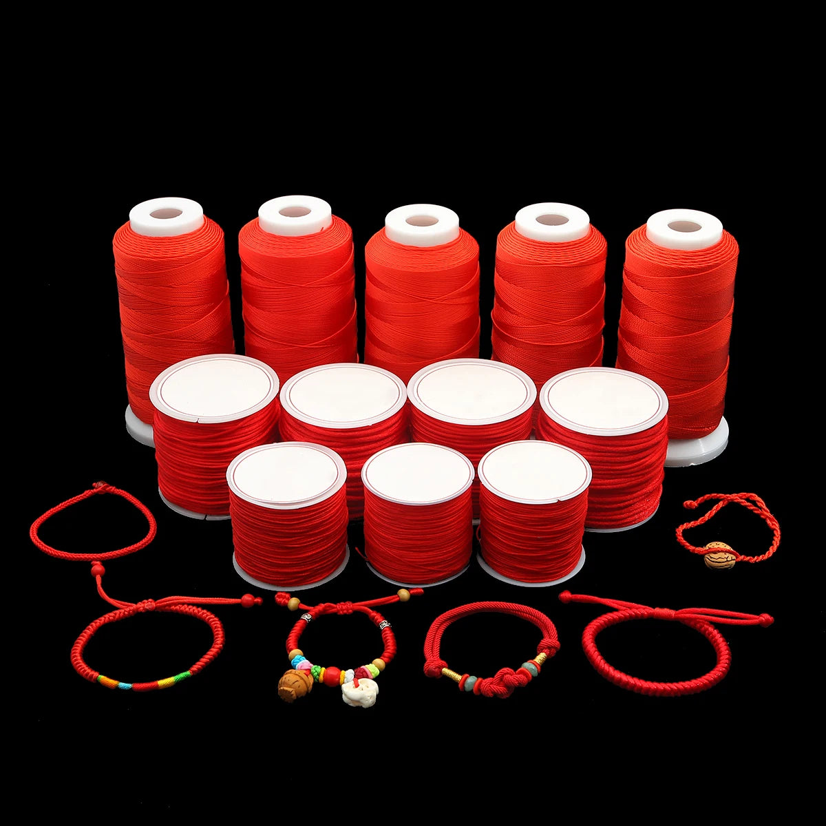 0.2-2.5mm Red Nylon Cord Thread Chinese Knot Macrame Cord Bracelet Braided String For Jewelry Making DIY Tassels Beading Thread
